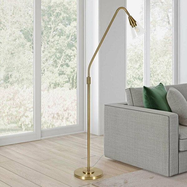 Henn & Hart Challice Brass Arc Floor Lamp FL0296